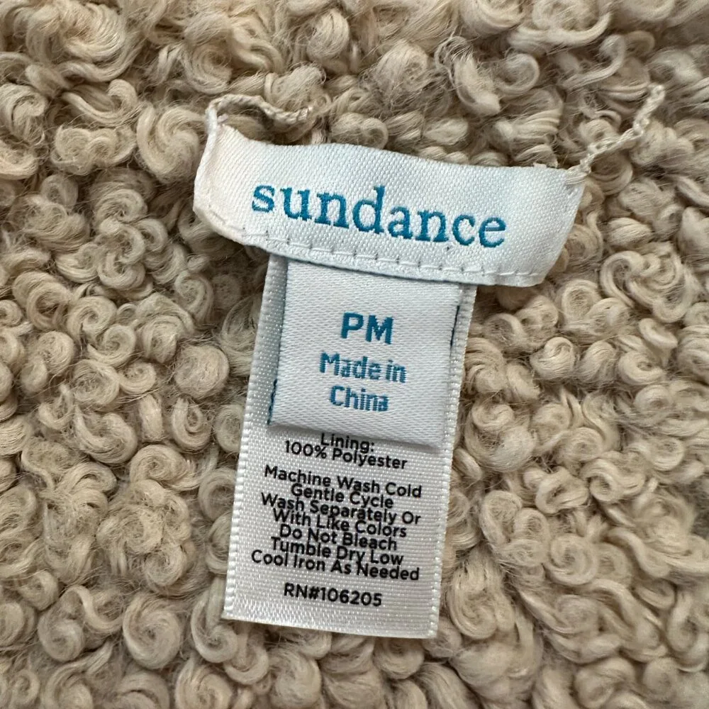 Sundance Coat Jacket Medium Petite Tapestry Sherpa Reversible Floral Hooded - Picture 3 of 6